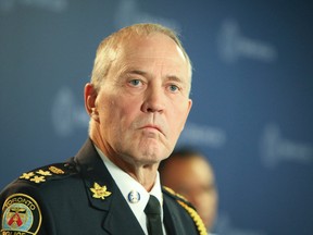 Toronto Police Chief  Bill Blair holds a press conference at police headquarters on Wednesday, Oct. 22, 2014. (VERONICA HENRI/Toronto Sun)