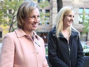 Karen Stintz, left, endorses Christin Carmichael Greb for councillor in Ward 16 (Eglinton-Lawrence) on Thursday, Oct. 23, 2014. (Veronica Henri/Toronto Sun)