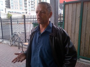Terrence Campbell outside the Waller St. shelter on Thursday, Oct. 23. (JOE WARMINGTON/Toronto Sun)