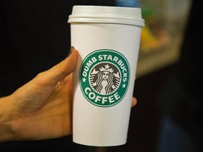 Starbucks cup. 

REUTERS/Jonathan Alcorn