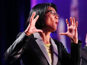 Olivia Chow speaks as three main Toronto mayoralty candidates speak at a debate at the Toronto Real Estate Board annual meeting at the Congress Centre in Etobicoke on Tuesday October 21, 2014. (Michael Peake/Toronto Sun)