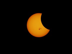 Closeup of the partial solar eclipse. Perry Mah/Edmonton Sun