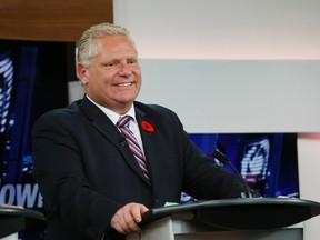 Doug Ford at City TV for the final debate before Monday's municipal election on Thursday October 23, 2014. (Stan Behal/Toronto Sun)