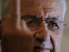 US-Canadian architect Frank Gehry gestures during a press conference at the Reconquista Hotel in Oviedo on October 23, 2014 on the eve of the Prince of Asturias awards ceremony. (AFP PHOTO/ MIGUEL RIOPA)