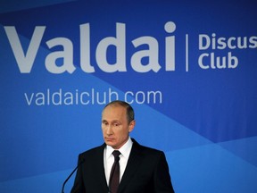 Russia's President Vladimir Putin speaks during a meeting at the Valdai Discussion Club in Sochi, October 24, 2014. (RIA Novosti/Reuters)