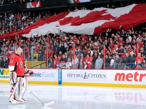 True patriot love is expected to be alive and well Saturday night at Canadian Tire Centre. (RICHARD WOLOWICZ/Getty Images/AFP)