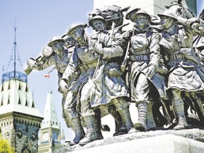 Canada?s National War Memorial, right, and the Parliament buildings in the background, were the scene of this week?s shooting rampage.