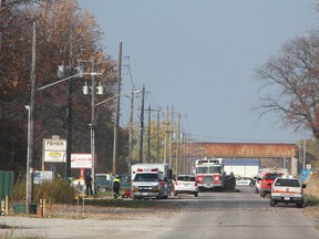 Five people were injured, one of them critically, after an explosion at Veolia Environmental Services in Sarnia just before 3 p.m. Saturday. BARBARA SIMPSON / SARNIA OBSERVER / QMI AGENCY