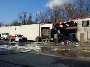 Five people were injured, one of them critically, after an explosion at Veolia Environmental Services in Sarnia just before 3 p.m. Saturday. (Photo courtesy of Sarnia Fire Rescue Service)