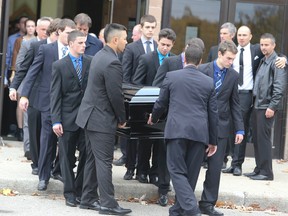 Funeral for Zack Jelovsek, 19, was held on Oct. 25, 2014 in Mississauga. (Veronica Henri/Toronto Sun)