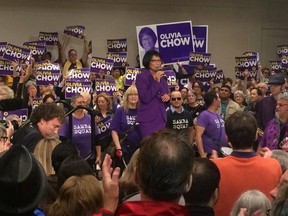 Olivia Chow addresses supporters at a final rally Oct. 26, 2014. (Don Peat/Toronto Sun)