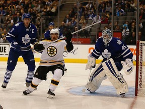 The Maple Leafs lost 4-1 to the Boston Bruins on Saturday night. They have only won once at the ACC so far this season. (Michael Peake/Toronto Sun)