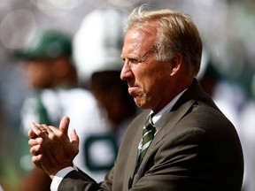 New York Jets General Manger John Idzik looks on from the sidelines during the fourth quarter of a game against the Oakland Raiders at MetLife Stadium on September 7, 2014 in East Rutherford, New Jersey. (Jeff Zelevansky/Getty Images/AFP)
