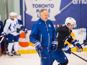 Maple Leafs coach Randy Carlyle is frustrated by his team's play. (Ernest Doroszuk/Toronto Sun)