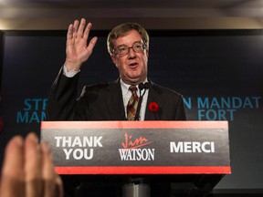 Jim Watson after being elected again as Mayor of Ottawa. October 27, 2014. Errol McGihon/Ottawa Sun/QMI Agency