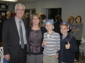 Northern News Photo
Mayor-elect Tony Antoniazzi celebrated with his family after squeaking out a win over challenger Ken McCann in Kirkland Lake in 2014. Antoniazzi has announced he will not seek re-election when voters return to the polls this fall.