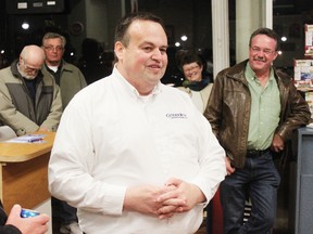 Kevin Morrison speaks to supporters after winning the seat of Goderich mayor. Morrison defeated long-time mayor Deb Shewfelt by approximately 500 votes. (Dave Flaherty/Goderich Signal Star)