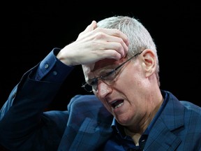 Apple CEO Tim Cook speaks at the WSJD Live conference in Laguna Beach, Calif., Oct. 27, 2014.  REUTERS/Lucy Nicholson