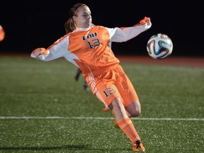 Sudbury native Karolyne Blain, a fourth-year striker with the Cape Breton University Capers women’s soccer team, etched her name into the AUS record books Sunday with her 16th goal of the season.