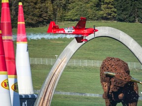 Pete McLeod races his Edge 540V3 in Spielberg, Austria Oct. 26, 2014. (Photo courtesy of Red Bull)