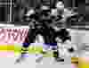 Oct 28, 2014; Columbus, OH, USA; Columbus Blue Jackets defenseman Dalton Prout (47) checks Ottawa Senators right wing Alex Chiasson (90) during the first period at Nationwide Arena. Mandatory Credit: Russell LaBounty-USA TODAY Sports