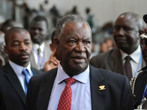 Zambia's President Michael Sata speaks to journalists at the 18th African Union (AU) summit in Addis Ababa, in this January 30, 2012 file picture. (REUTERS/Noor Khamis)