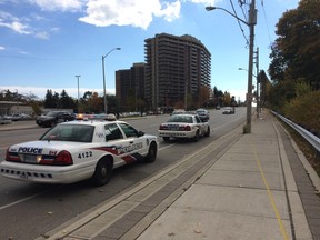 Police have cordoned of a section of Victoria Park Ave., north of Danforth Ave., while they investigate a stabbing that happened shortly before the noon-hour Wednesday. (CHRIS DOUCETTE/Toronto Sun)