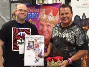 Headlocked creator Michael Kingston and wrestling legend and artist Jerry (The King) Lawler.