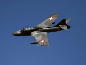 A Hawker Hunter fighter jet is shown.
AFP FILE PHOTO / FABRICE COFFRINI