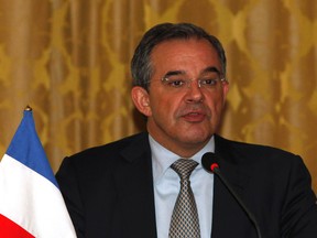 Thierry Mariani speaks at a news conference in Tripoli in this January 29, 2012 file photo. (REUTERS/Ismail Zitouny)