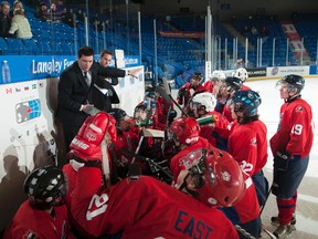 Sheldon Keefe, left, is coaching Canada White at the 2014 World U-17 Hockey Challenge. Hockey Canada is sending three national teams to this year's Challenge as opposed to five regional teams. (HOCKEY CANADA IMAGES)