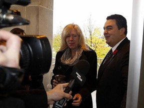 MP Dean Del Mastro arrives at Lindsay Courthouse with his wife Kelly for the verdict in election spending trial on Friday, Oct. 31, 2014 stemming from the 2008 election. (Clifford SkarstedtQMI Agency)
