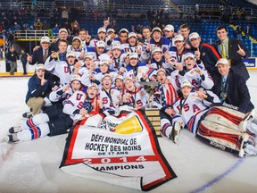 The United States are the defending champions of the World U-17 Hockey Challenge. This year they are led by Danton Cole, head coach of USA Hockey's national under-17 team. (USA HOCKEY PHOTO)
