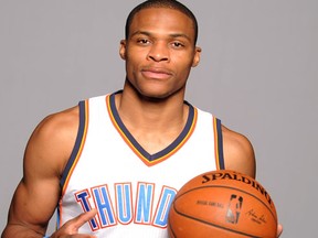 Oklahoma City Thunder guard Russell Westbrook poses during media day at Chesapeake Energy Arena on September 29, 2014. (Mark D. Smith/USA TODAY Sports)