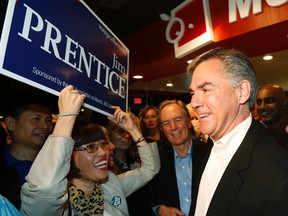 Jim Prentice greets his supports after winning the byelection.