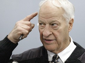 Detroit Red Wings great Gordie Howe gestures during an interview on December 12, 2007. (QMI Agency)