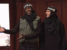 Chris Rock and Kyle Mooney  dressed as ISIS militants on 'SNL'. (NBC PHOTO)