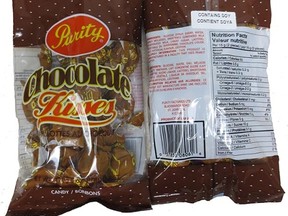 Purity brand Chocolate Kisses and Butterscotch Kisses have been recalled by Health Canada. (Handout)