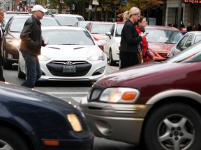 Traffic gridlock in downtown Toronto, Oct. 29, 2014. (Veronica Henri/Toronto Sun)