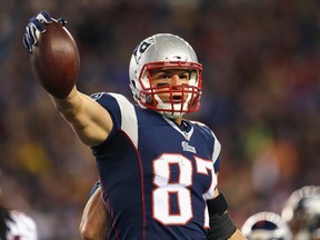 Patriots' Rob Gronkowski had 105 receiving yards and one touchdown for 16.5 fantasy points on Sunday. (AFP/PHOTO)