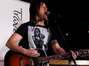 Clayton Bellamy sings a song at the kick off party for the Big Valley Jamboree's 2013 Small Town Saturday Night contest in Edmonton Alta., on Wednesday January 9, 2013. Tom Braid/Edmonton Sun