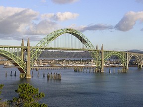 Yaquina Bay Bridge in the coastal city of Newport, Ore.
(Photo from Wikimedia Commons)