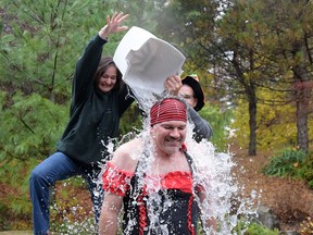 TRW Tillsonburg plant manager Jeff Carrey accepted an ice bucket challenge Friday afternoon, raising more than $1,000 for a local charity (Toys For Kids - Salvation Army). TRW extended the challenge to other manufacturing facilities to do something similar for local charities. (CHRIS ABBOTT/TILLSONBURG NEWS)