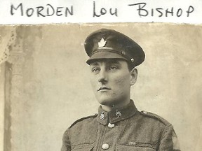 Sergeant Morden Lou Bishop stands at attention in this 1918 portrait. Bishop was a highly decorated First World War veteran from Wilkesport. 
submitted photo for SARNIA THIS WEEK/QMI AGENCY
