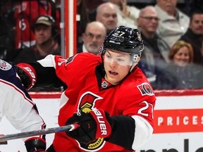 If Curtis Lazar plays Thursday night against Minnesota, his NHL contract will kick in. (Errol McGihon/Ottawa Sun)