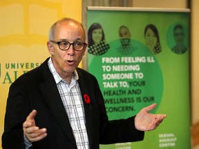 Health Minister Stephen Mandel speaks about the paperless system for flu shots at the UofA in Edmonton, Alberta on Tuesday, November , 2014. The Alberta government gave $100,000.00 to kickstart the program.  Perry Mah/Edmonton Sun