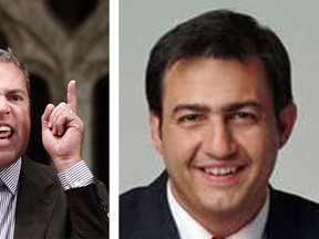 Liberal MPs Scott Andrews (left) and Massimo Pacetti (right) have reportedly been turfed from Justin Trudeau's caucus after allegations of "personal misconduct" were raised by two MPs from another party. (Reuters/QMI Agency)