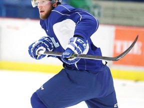 Jonathan Duchesne got in his first practice with the Sudbury Wolves at Sudbury Community Arena on Wednesday afternoon.