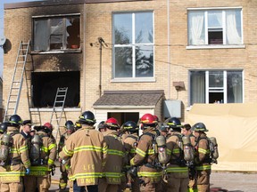 Apartment building fire, Nov. 3 at 1451 Oxford St. E. (DEREK RUTTAN, The London Free Press)