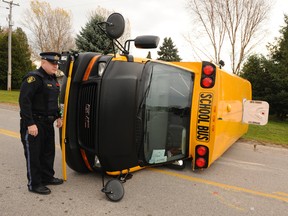 Six people, including four teenagers, were sent to hospital after a pick up truck and school bus collided northwest of Port Rowan Thursday morning (Nov. 6, 2014). Nobody was seriously injured, said Norfolk OPP Const. Ed Sanchuk. Charges are pending. The collision took place at the intersection of Highway 59 and Concession Road 1. DANIEL R. PEARCE/SIMCOE REFORMER